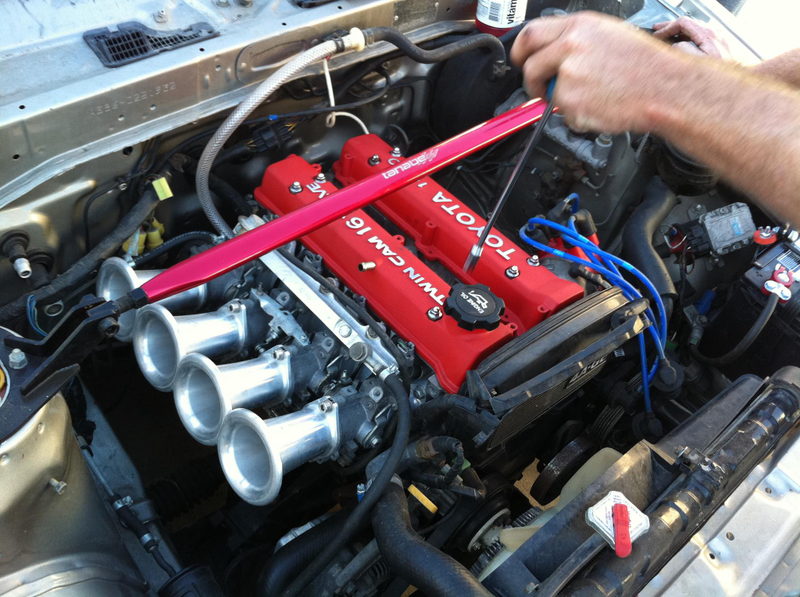 100.3 horsepower, baby! One nicely cleaned up and working 4AGE, after Colin got it working.